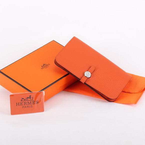 1:1 Quality Hermes Dogon Combined Wallets A508 Orange Replica - Click Image to Close